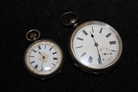 Silver pocket watch and fob watch